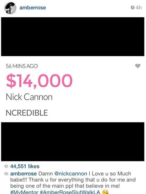 有钱真不错..Nick Cannon得到Amber Rose的爱..因为他给了她钱 (图片)