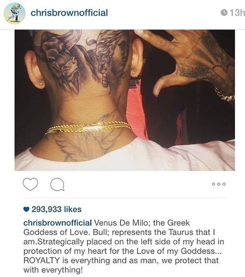 谜底大揭开! Chris Brown解释夸张的头部纹身..原来如此 (图片)