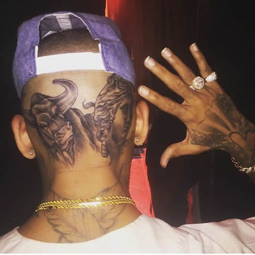 牛市又来了?! 今天A股暴涨5个点..同时Chris Brown脑袋上多出了一头公牛的纹身 (照片)