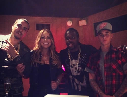 看好了! 不退休的Justin Bieber即将回归和Mariah Carey在录音室里 (2张照片)