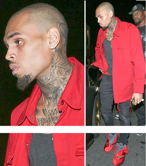 蛮拼的! Chris Brown为了头上纹身几乎剃成光头..牺牲了帅度 (照片)