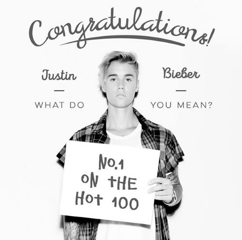 实力摆在那里..Justin Bieber新单曲What Do You Mean?空降Billboard Hot 100榜单第一名 (照片)