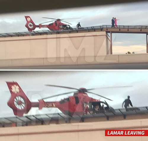 直升机空运..奥多姆和Khloe卡戴珊一起离开拉斯维加斯去洛杉矶特殊治疗 (照片)
