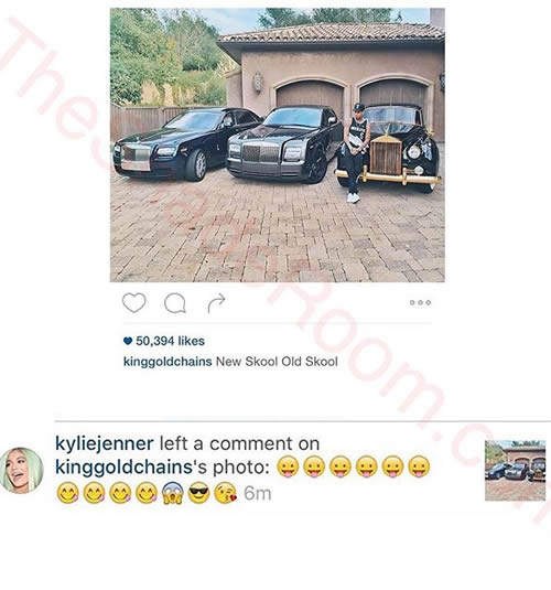 喜笑颜开满满是爱..卡戴珊妹妹Kylie Jenner看见有钱男友Tyga展示3辆劳斯莱斯这样反应 (照片)