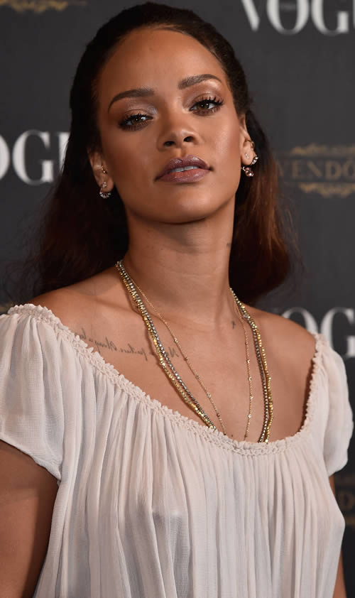 内衣公司要倒闭了..Rihanna不穿走红地毯..透视可见 (4张照片)
