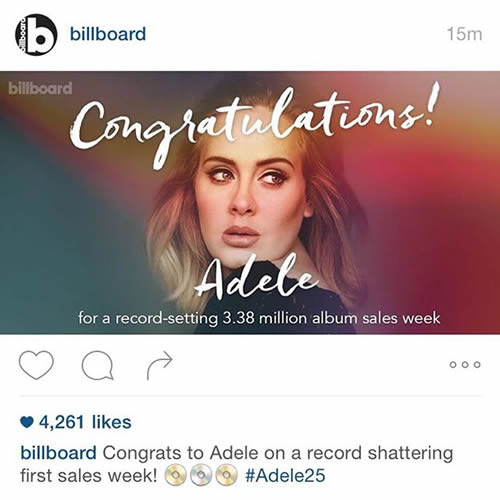 吓人!! 这个记录估计10年内无人能破..Adele新专辑首周销量创造历史..可能永远也破不了了 (图片)
