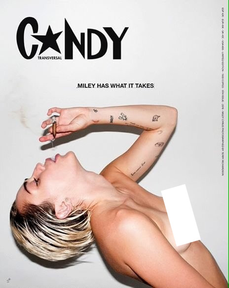 太疯狂！Miley Cyrus再次全LUO登上Candy Magazine杂志封面.. (图片)