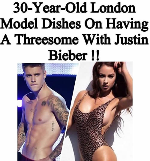 Whoa! 漂亮模特揭秘她与Justin Bieber发生性关系..同时还有一位美女在旁边 (照片)