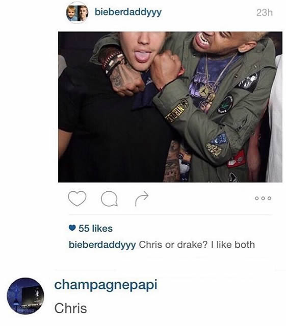 Ha! Drake很有幽默感..歌迷让人们选择喜欢Drake还是Chris Brown? Drake居然选择了他 (照片)