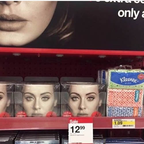 你懂的! 精明的商家在Adele超级畅销的CD旁边卖起了纸巾 (照片)