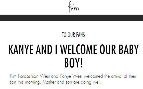 恭喜!! 卡戴珊 & Kanye West迎来第二个孩子..是男孩!!
