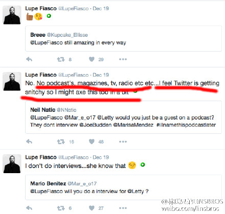 今日9卦：Lupe Fiasco将砍掉微博更新 (3条)