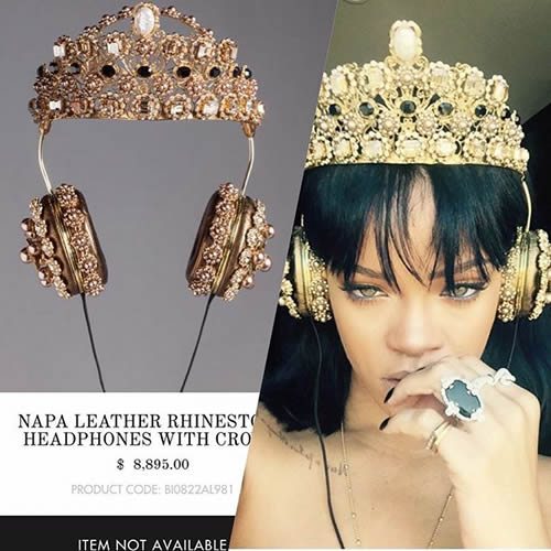 这些疯狂的土豪粉丝! Rihanna戴上的这个皇冠耳机超级昂贵价格将近6万块..结果仍然被抢光 (照片)