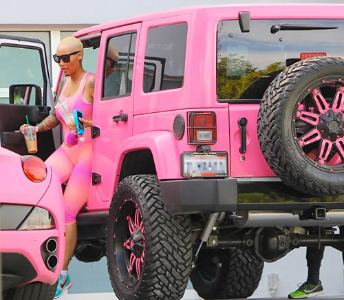 撕逼大战先扔一边..粉色的Amber Rose真会穿衣服..只为极限展示她的最贵资产   劲爆身材 (照片)