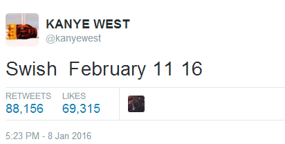 等待终于快结束..Kanye West宣布新专辑Swish发行日期 (图片)