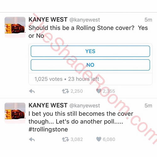 谁牛逼?! Kanye West试图“绑架”Rolling Stone杂志社..他已经把杂志社逼到了墙角 (照片)