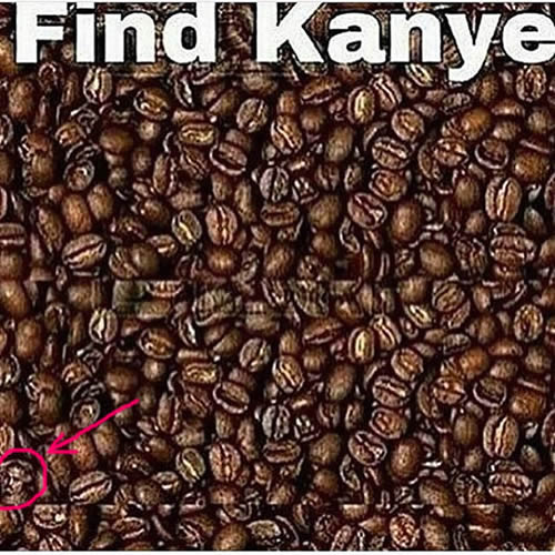 Kanye West在哪里? 5秒之内从这堆咖啡豆中可以找到他的是高手 (照片)