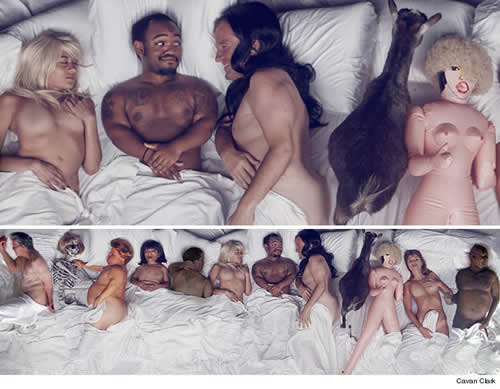 高端了..Kanye West著名衣果体MV被克隆成这样..这是很有想法的 (慎入/照片)  