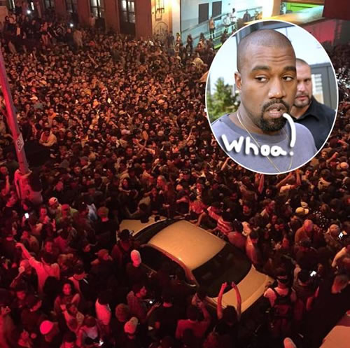 That Shit Cray!! Kanye West的粉丝如此狂热导致场面失控而清场..汽车不小心被损坏 (现场6张照片)