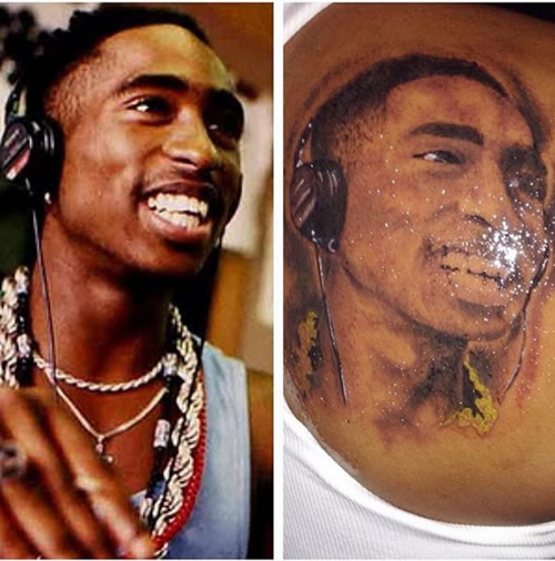伤! Tupac的超级粉丝在身上添加偶像纹身..效果好像不理想 (照片)