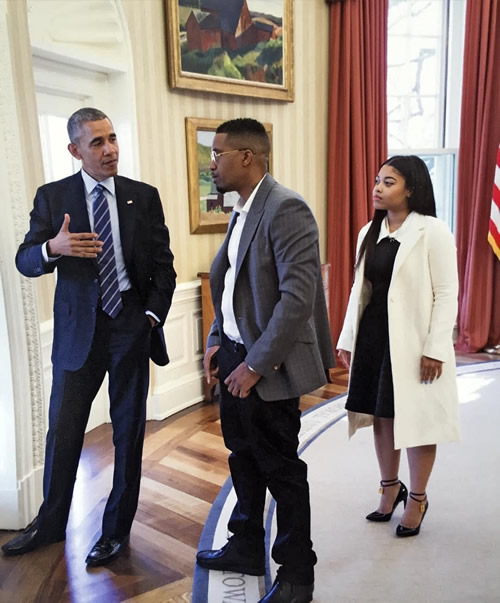嘻哈界新荣誉..纽约说唱传奇Nas带女儿到白宫与美国总统奥巴马聚聚 (照片) 
