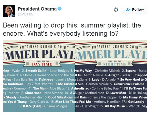 哪些说唱歌手的歌曲入选美国总统奥巴马最新公布的音乐播放名单Summer Playlist? (照片)