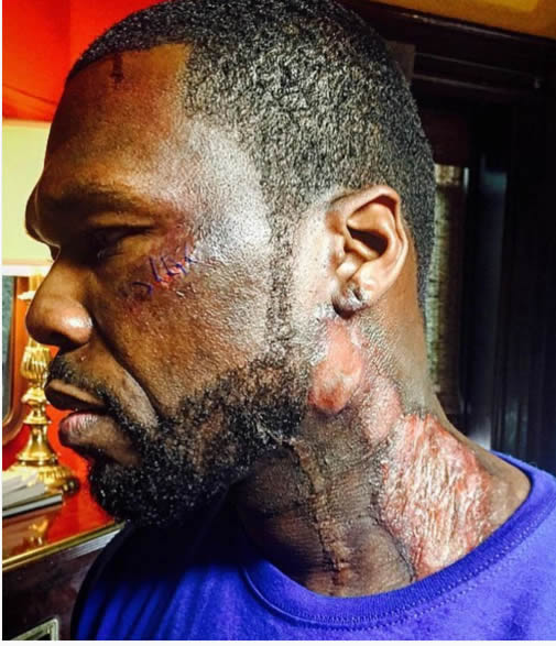 疯狂的特效化妆..硬汉演员50 Cent把自己变成超级伤疤男 (慎入)