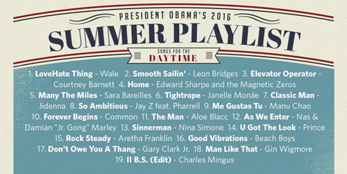 哪些说唱歌手的歌曲入选美国总统奥巴马最新公布的音乐播放名单Summer Playlist? (照片)