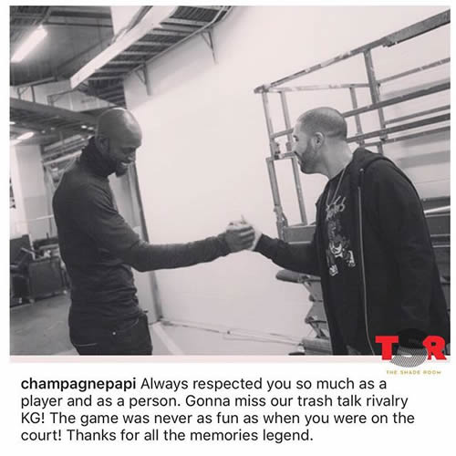 NBA传奇巨星加内特宣布退役..好兄弟Drake有话对他说 (照片)