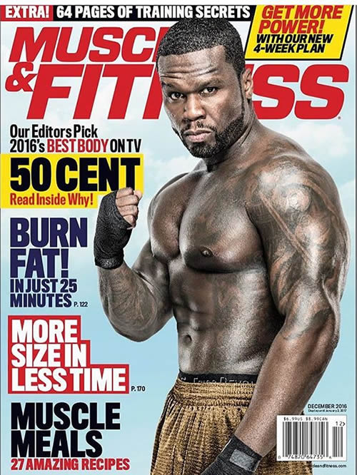 宝刀未老..50 Cent赤裸上身登杂志封面秀顶级肌肉 (照片)