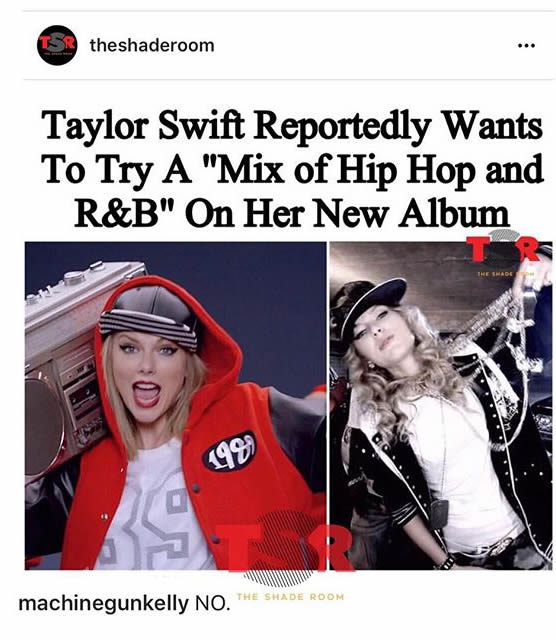 报道说Taylor Swift新专辑想尝试嘻哈和R&B混合曲风..结果这位白人说唱歌手不给面子这样反应 (照片)