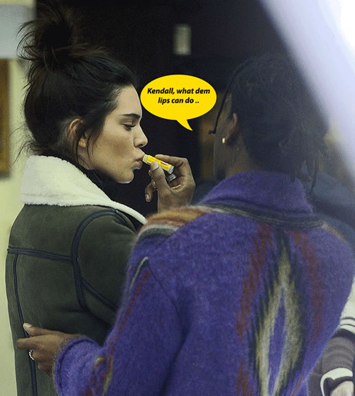 时机成熟, Kendall Jenner和男友A$AP Rocky在公共场合如此特别的亲密没见过..妹妹Kylie Jenner的脸怎么了? (照片)