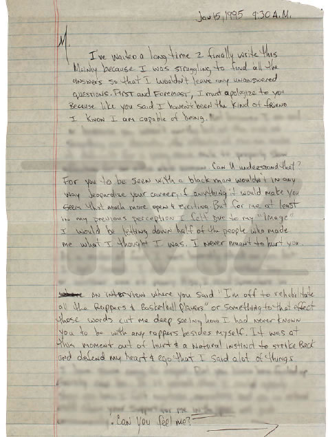 真爱啊..麦当娜紧急阻止已故前男友Tupac写给她的分手信的拍卖 (附信件照片)