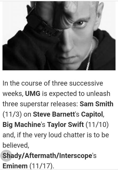 4年Stan没有白等..因为Rap God Eminem的新专辑真的要赶在今年冬天之前的秋天发掉