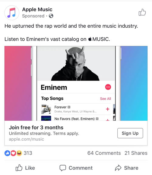 万事俱备只欠东风...Eminem营销团队通过Apple Music做广告..