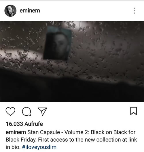 Rap God Eminem继续宣传Stan限量产品..就是没有新专辑REVIVAL的进一步消息...宣传视频中的画面和音乐要点个赞..很有意境 