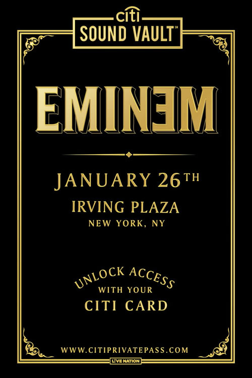 纽约的Stan准备好了，Eminem发Twitter放出26日演出海报...开启“黄金”的2018年的演出...