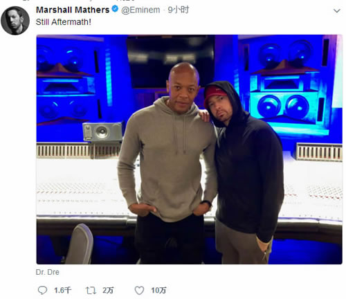 Eminem永远都不会忘记自己从哪里来，谁是他的师父/恩人..他放出与Dr. Dre在录音室照片并写下