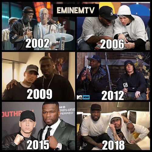 好基友Eminem和50 Cent的感情从一开始到现在只有增加没有减少