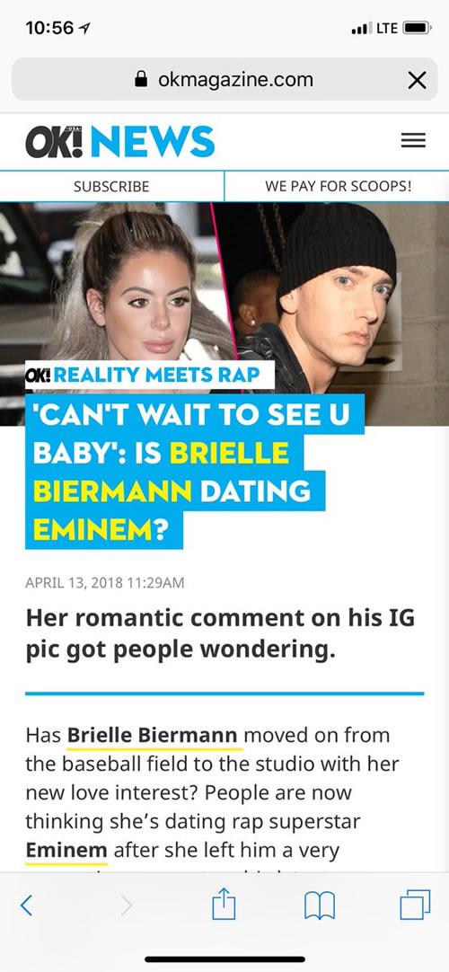 激动了?！ Eminem被报道与这位美女可能有绯闻