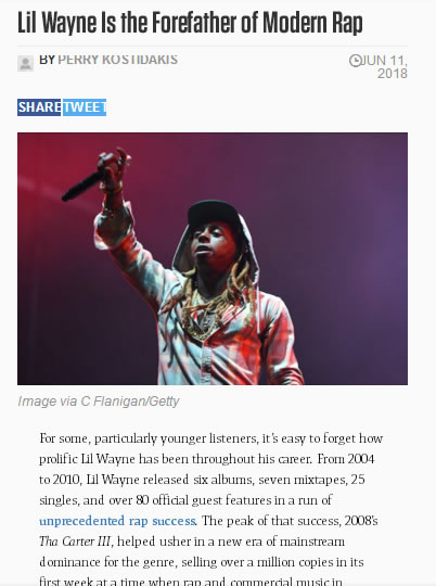 这就是Lil Wayne在嘻哈界的地位