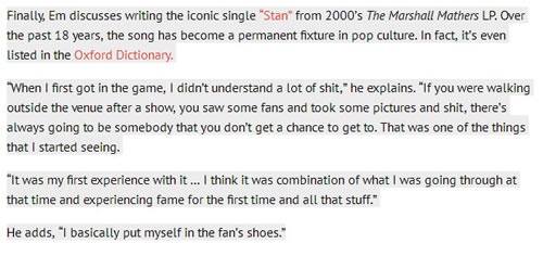 Stan必看，Eminem告诉你他为何创作了 ”Stan“
