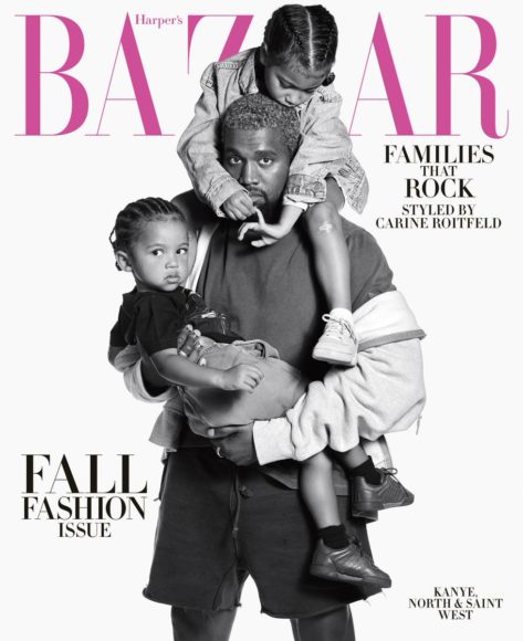 Kanye West带着儿子和女儿一起登杂志封面，突然发现两个孩子长得还挺像
