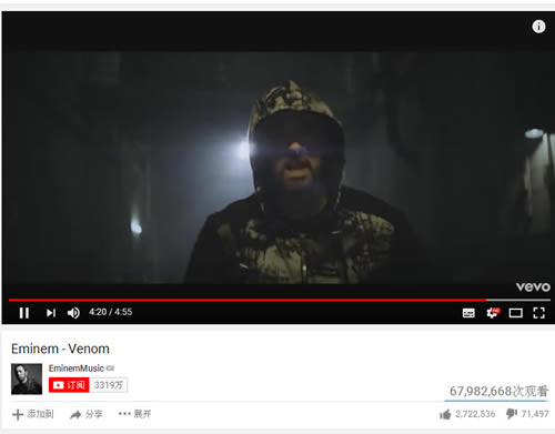人们大爱Eminem为电影Venom创作的同名主题曲