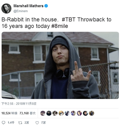 B Rabbit (Eminem)的8 Mile电影已经16岁了..