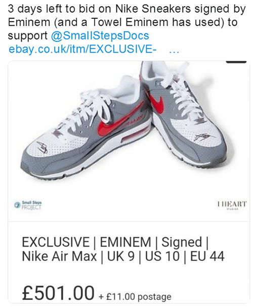 Eminem的这双鞋子准备拍卖