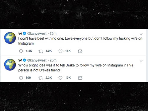 Kanye要Drake道歉 ..因为这个事情