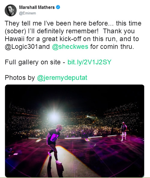 Eminem放出在夏威夷的演唱会官方照片 