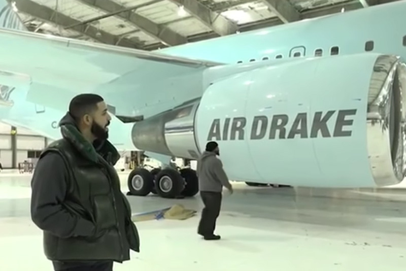 (视频)超帅!! Drake展示他的超大私人飞机AIR DRAKE，从这个尺寸看，造价大概5亿 6.8亿元