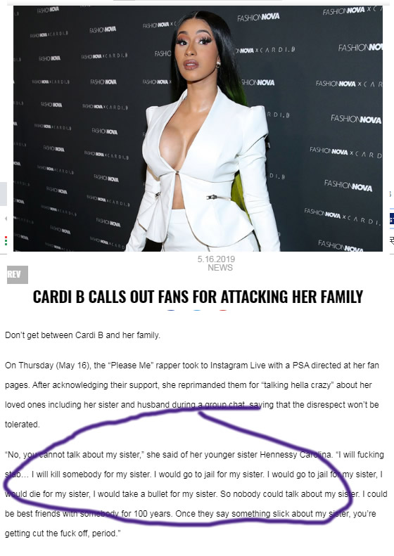 Cardi B警告如果谁再这样， 她将弄死他， 她会捅刀子fucking Stab 